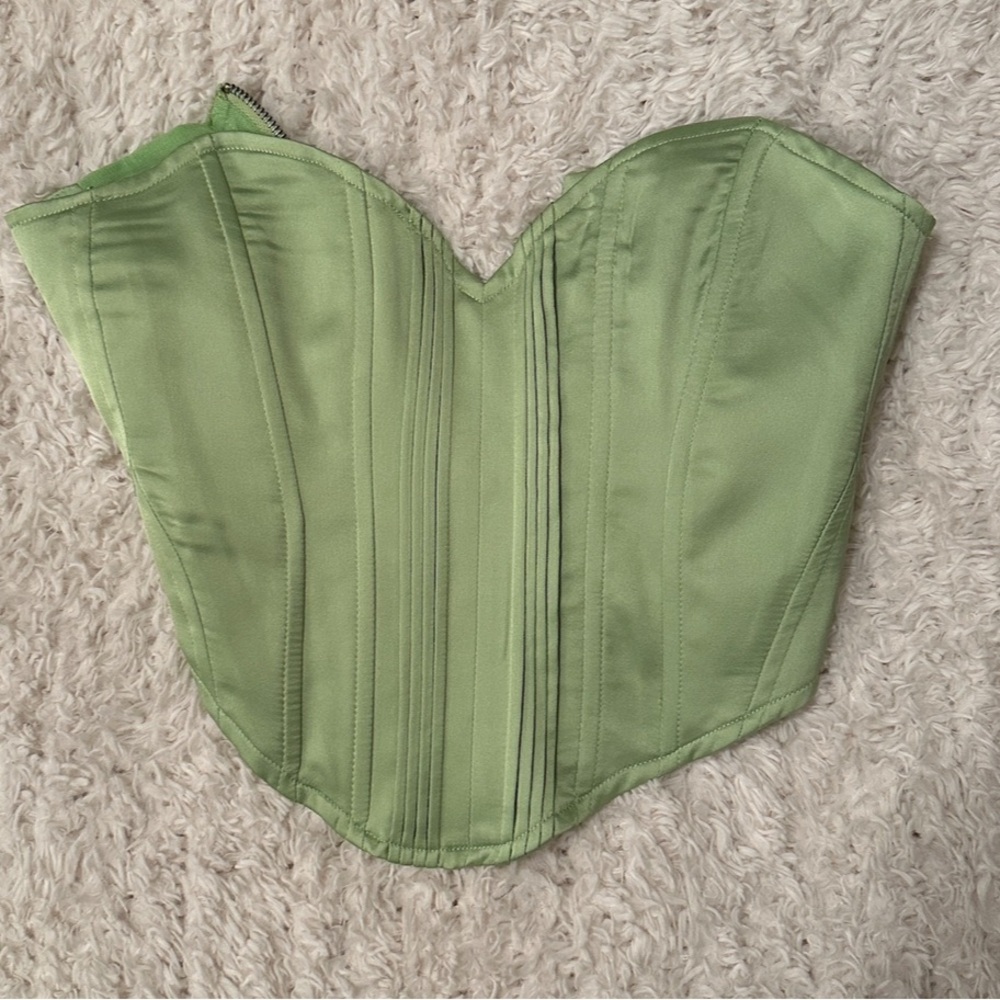 BERSHKA jade green corset top size 4